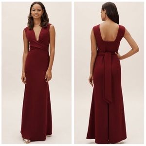 BHDLN (Anthropologie) Fira plunge maxi dress Bordeaux colored.  Size 16.